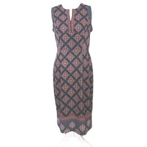 Maggy London Stich Fix Dress Womens 10 Sheath Knit Blue Casual Boho‎ Artsy NEW